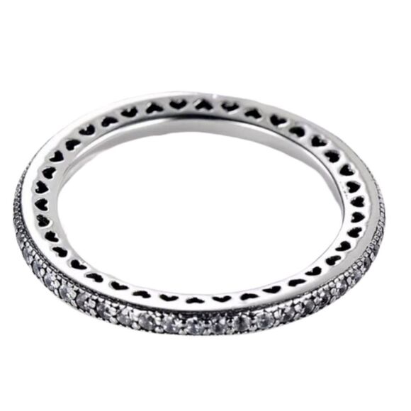 925 Sterling Silver Oxidized Hearts Ring - Picture 8 of 8
